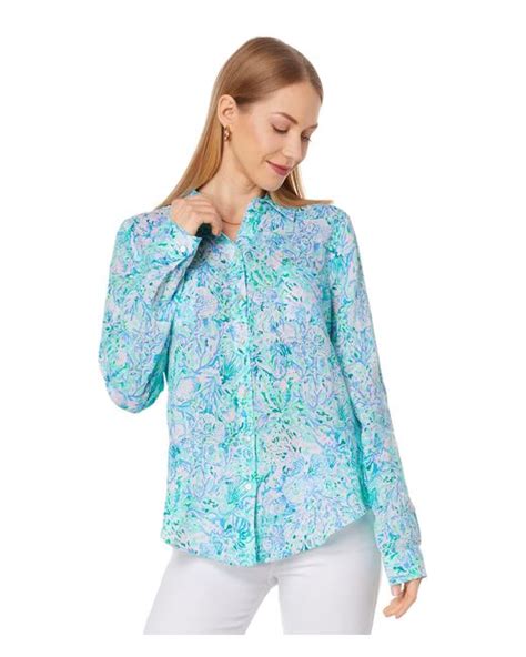 Lilly Pulitzer Sea View Button Down In Blue Lyst