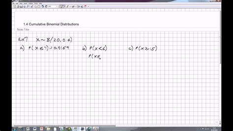 S2 Ch1 Ex7 Solving Problems Using The Cumulative Binomial Distribution