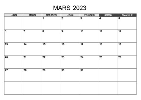 Calendrier Mars 2023 Calendriersu