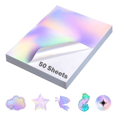 Buy Qixin 50 Sheets Holographic Sticker Paper 85 X11 Inch For Inkjet