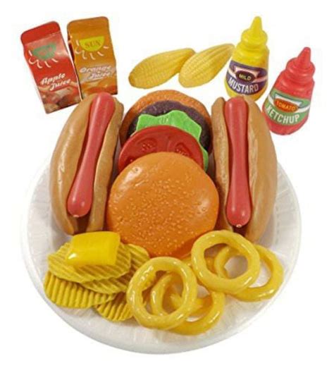 Burger And Hot Dog Fast Food Cooking Play Set 26 Pieces To Assemble For