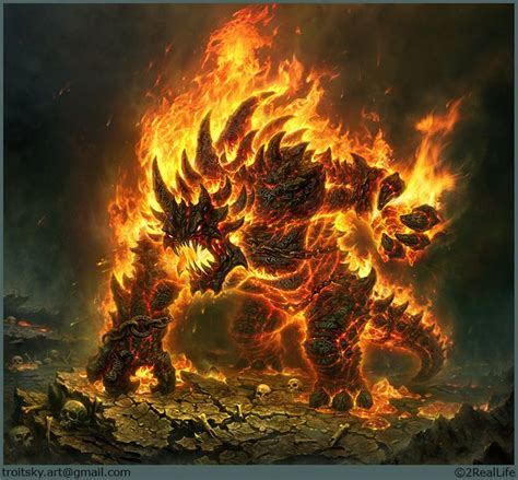 Lava Demon By Ivan Troitsky Illustration 2d Cgsociety Monster