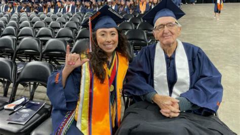 Young Woman And Her Terminally Ill 88 Year Old Grandfather Graduate College Together