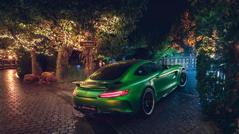 Green Mercedes AMG GT R Rear, HD Cars, 4k Wallpapers, Images