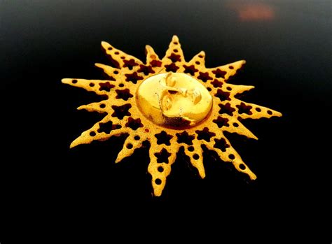 Matte And Shiny Gold Plated Sun Pin Brooch Very Good Quality Etsy