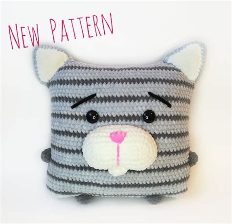 Crochet Pattern Cat Crochet Pillow Pattern Crochet Mothers Etsy
