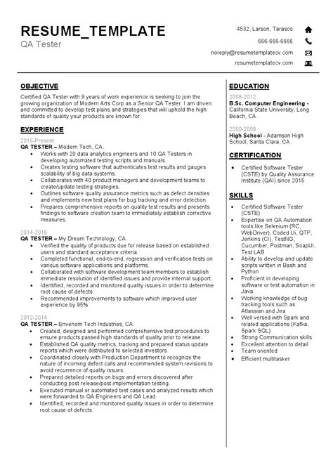 Qa engineer cover letter job refrence software testing. IDBB000036-resume-template-color-1-page-QA-Tester-no_pic ...