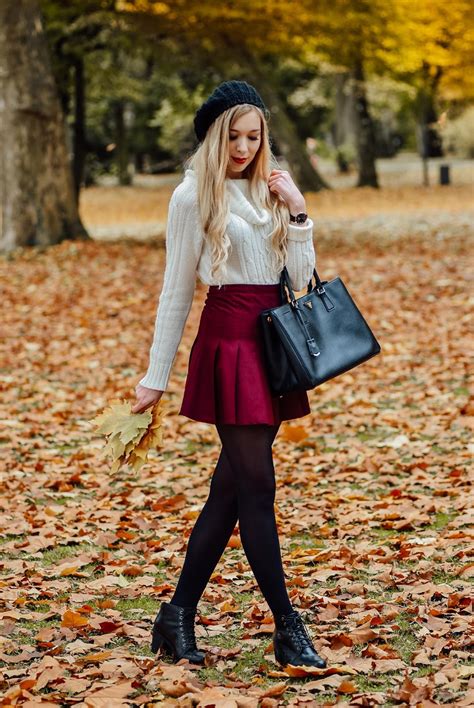 Ootd Autumn Vibes Turtleneck Sweater Burgundy Skirt Fashionmylegs The Tights And Hosiery