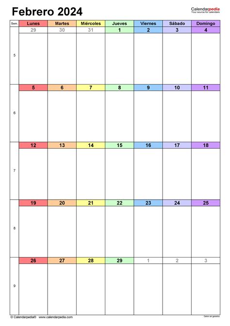 Calendario Febrero 2024 En Word Excel Y Pdf Calendarpedia
