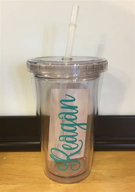 Personalized Cup Cups With Straw 12 Oz Clear By Cuttincrazy