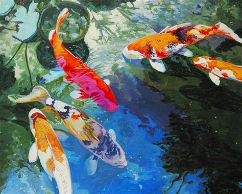 The Koi Series Of Paintings Focus On Vividly Colored Fish Japanese