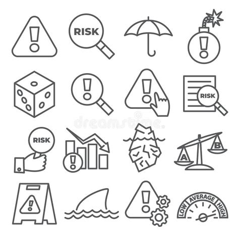 Risk Line Icons Set On White Background Stock Vector Illustration Of