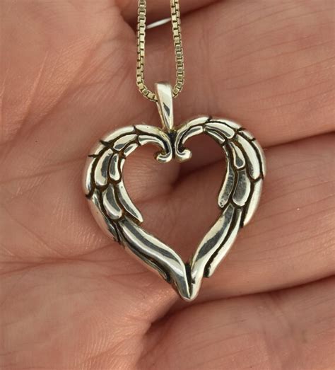 Angel Heart Pendant Wing Pendant Angel Heart Necklace Heart Etsy