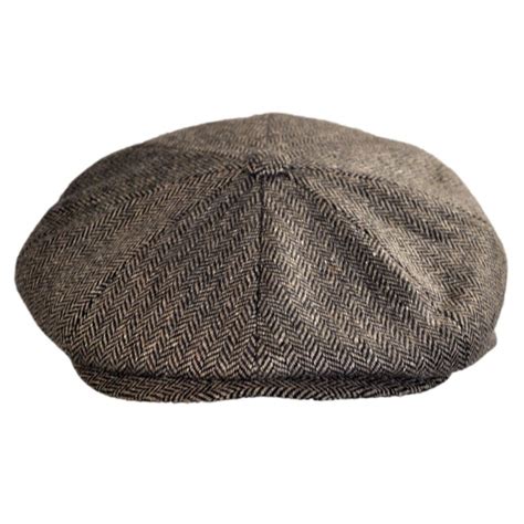 Jaxon Hats Made In Italy Paolo Herringbone Wool Blend Newsboy Cap
