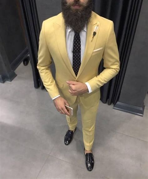 Yellow 2 Piece Men Suit Slim Fit Blazers Prom Suits Party Suits