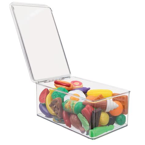 12 x fridge organiser bins 31x28x18cm | clear plastic food storage container bin. mDesign Long Plastic Stacking Organizer Toy Box with ...
