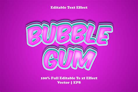 Bubble Gum Editable Text Effect Stock Vector Illustration Of Color
