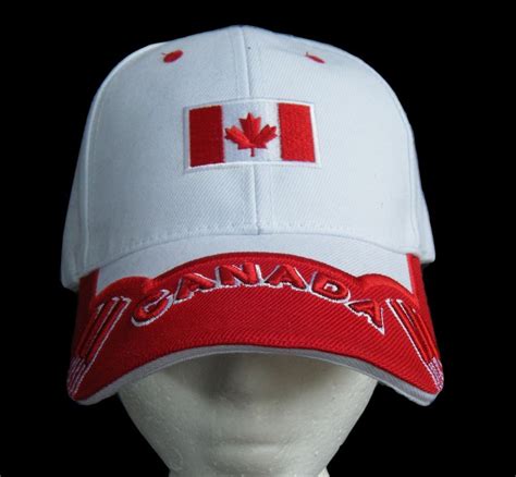 White Canada Canadian Country Flag Soccer Baseball Cap Red Maple Leaf