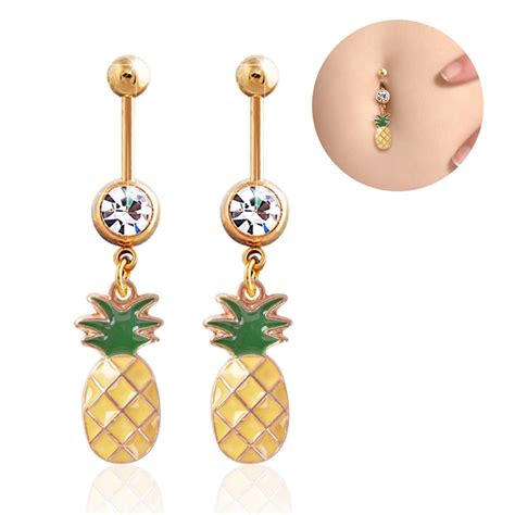 1pcs Fruit Belly Button Ring Fashion Body Piercing Jewelry Retail Pineapple Navel Piercing