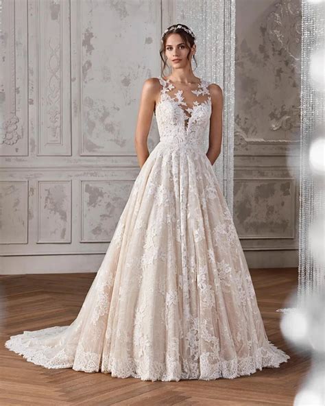 eslieb free shipping high end custom made lace wedding dresses a line v neck wedding dress 2019
