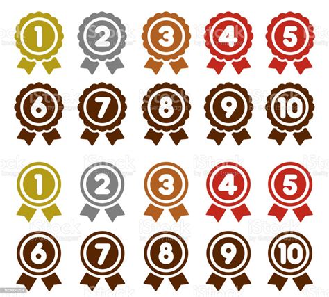 Ranking Medal Icon Set Stock Illustration - Download Image Now - iStock