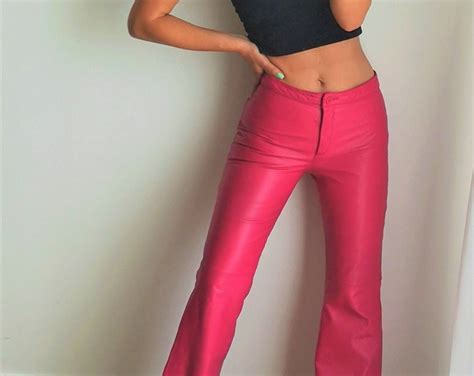 Hot Pink Leather Pants Real Leather Pants Pink Leather Trousers