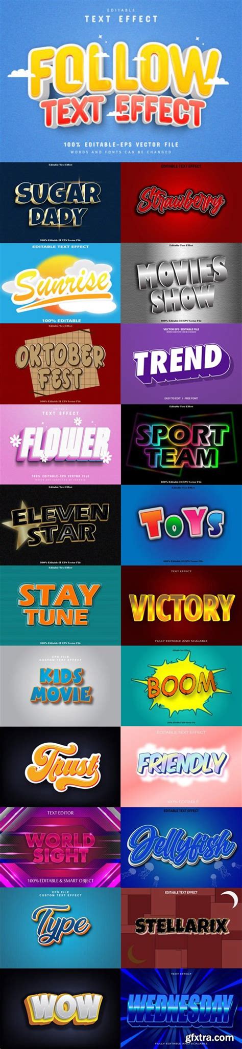 20 3d Editable Vector Text Effects Collection Gfxtra