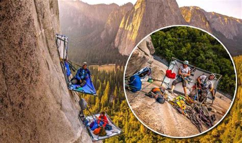 Campers Pitch Tents On Cliff Face At Yosemite National
