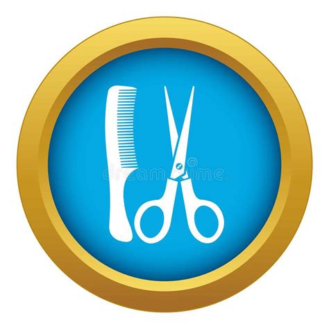Scissors And Comb Icon Blue Vector Isolated Stock Vector Illustration