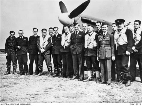Group Portrait Of Pilots Of No 452 Spitfire Squadron Raaf At Raf