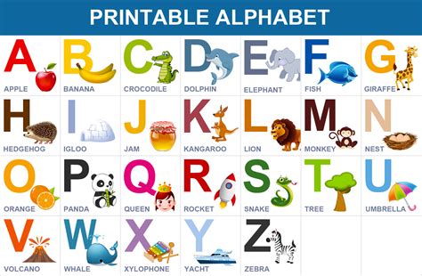 Alphabet With Pictures For Kindergarteners Free Memozor