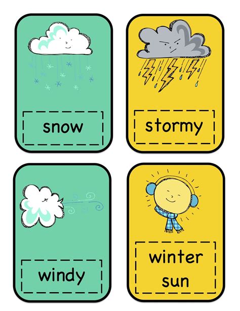 Weather Cards Preschool Printables