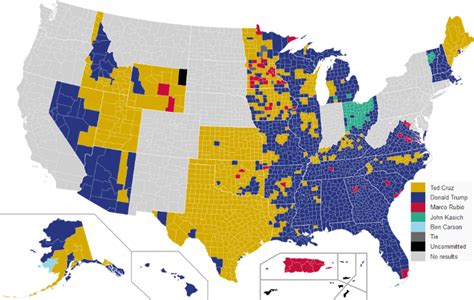 2016 Republican Presidential Primary Results By County Brilliant Maps