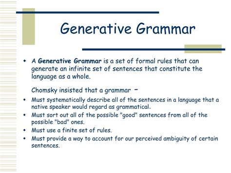 Ppt Models Of Generative Grammar Powerpoint Presentation Free