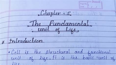 The Fundamental Unit Of Life Chapter 5 Class 9 Ncert Book Science Notes Youtube