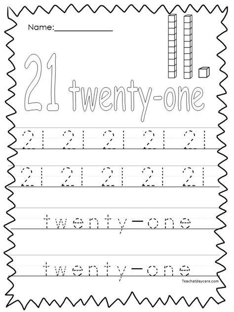 Numbers 21-30 Tracing Worksheets