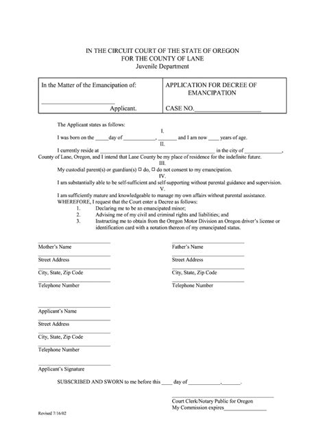 Oregon Emancipation Forms 2020 2022 Fill And Sign Printable Template
