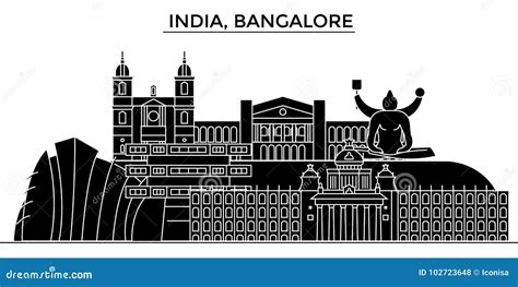 India Bangalore Architecture Urban Skyline With Landmarks Stock Vector
