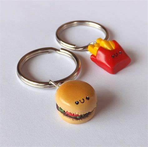 Friendship Keychains Hamburger And French By Pitterpatterpolymer