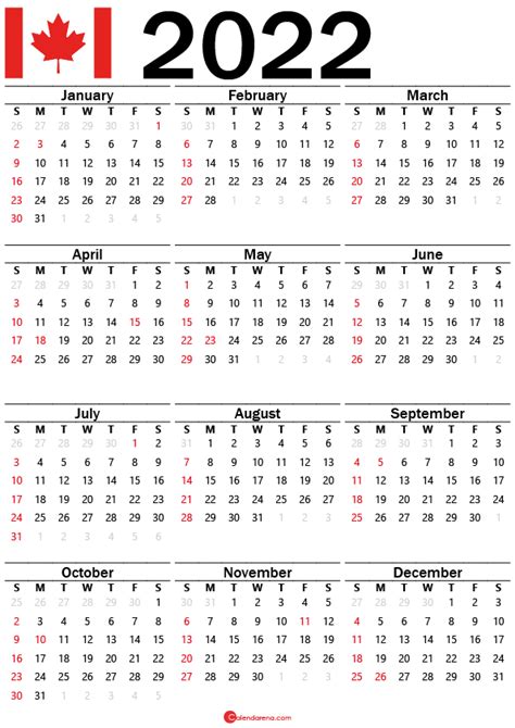 2022 Canada Calendar With Holidays 2022 Canada Calendar With Holidays