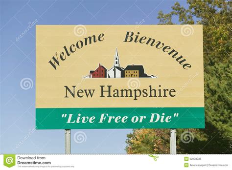 Welcome To New Hampshire State Road Sign Stock Photo Image 52270736
