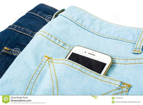 Mobile Phone In The Pocket Of The Blue Jeans Stock Photo Image Of