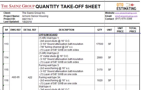 Construction Material Takeoff Excel Spreadsheet Templates