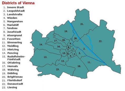 Vienna Quartieri Mappa Wien Distretti Mappa Austria