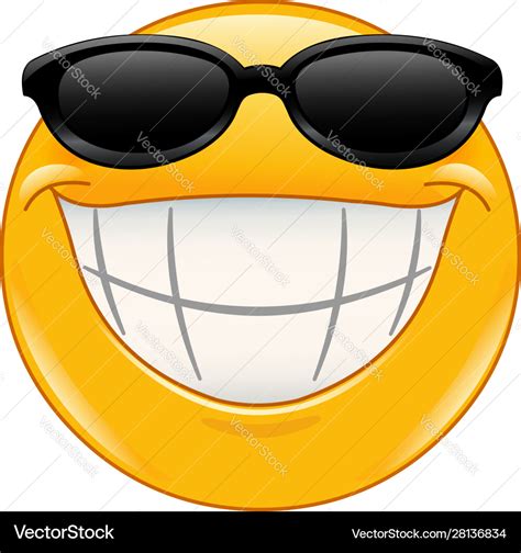 Sunglasses Emoticon With Big Smile Royalty Free Vector Image