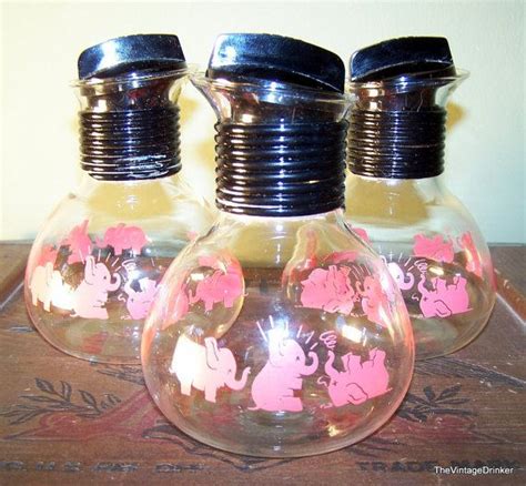 Set Of Antique Vintage Mid Century Hazel Atlas Pink Elephants Glass
