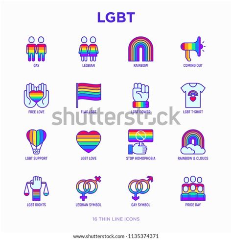 lgbt thin line icons set gay stock vector royalty free 1135374371