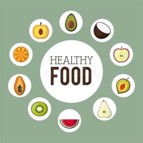 Assorted Healthy Food Icons Emblem Stock Vector Illustration Of
