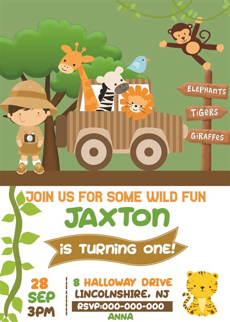 Safari Theme Invitation Editable