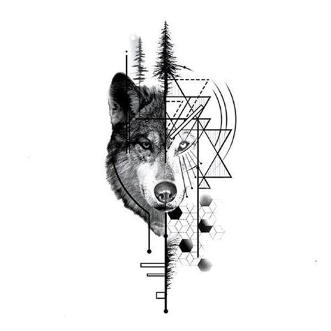 Wolf Tattoo Half Geometric Wolf Horde